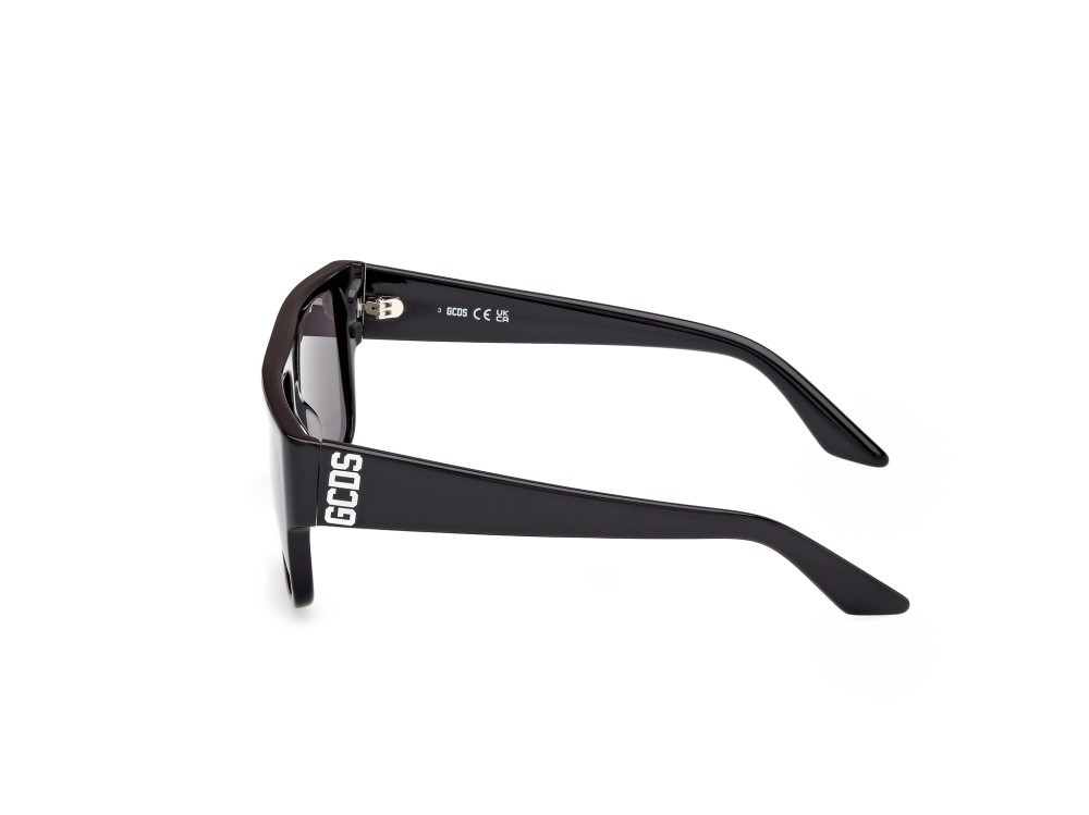Sunglasses GCDS GD0063 (01A) color nero lucido shape geometric lenses fumo