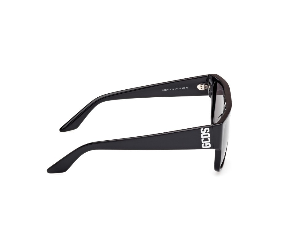 Sunglasses GCDS GD0063 (01A) color nero lucido shape geometric lenses fumo