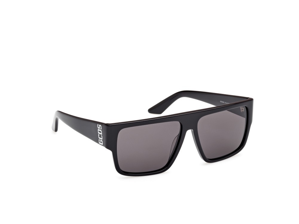 Sunglasses GCDS GD0063 (01A) color nero lucido shape geometric lenses fumo