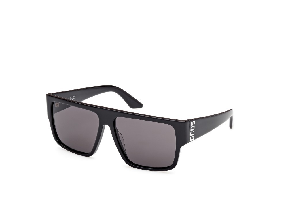 Sunglasses GCDS GD0063 (01A) color nero lucido shape geometric lenses fumo