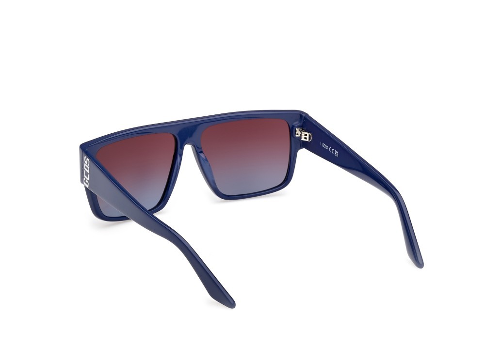 Occhiali da sole GCDS GD0063 (90T) colore blu lucido forma geometrico lenti bordeaux sfumato