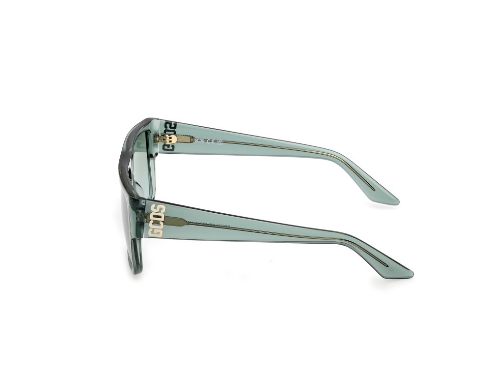 Occhiali da sole GCDS GD0063 (93P) colore verde chiaro lucido forma geometrico lenti verde sfumato