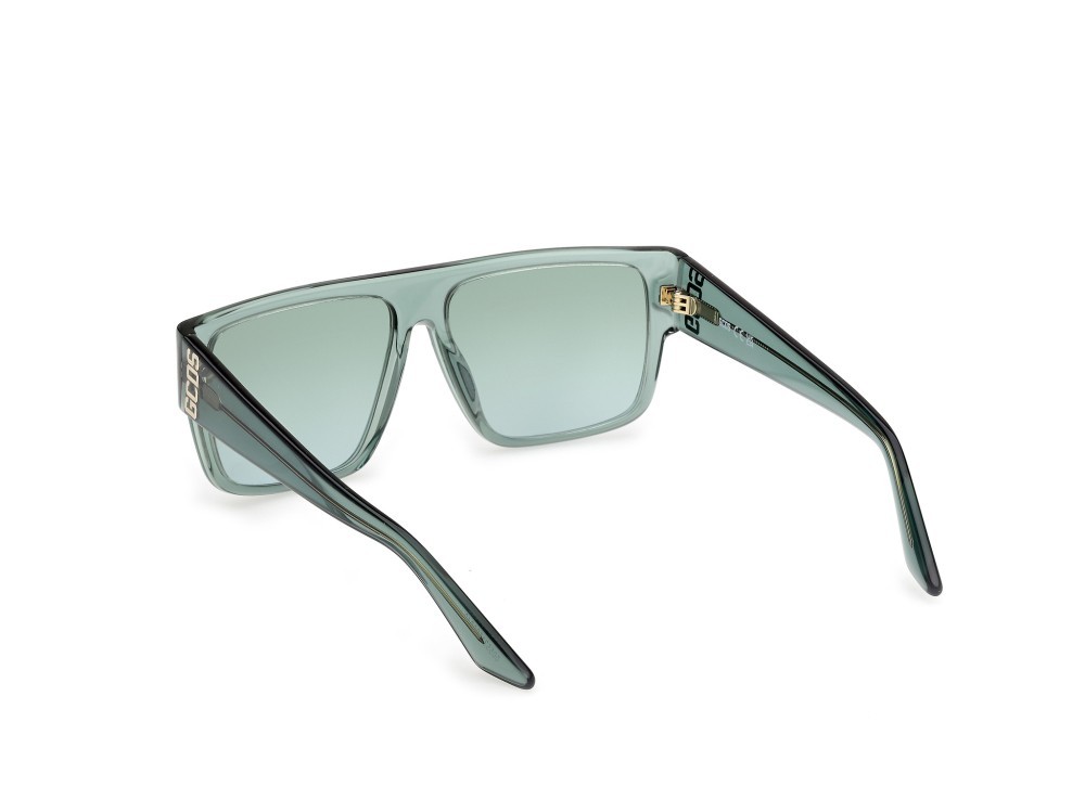 Occhiali da sole GCDS GD0063 (93P) colore verde chiaro lucido forma geometrico lenti verde sfumato