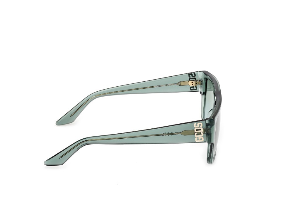 Occhiali da sole GCDS GD0063 (93P) colore verde chiaro lucido forma geometrico lenti verde sfumato