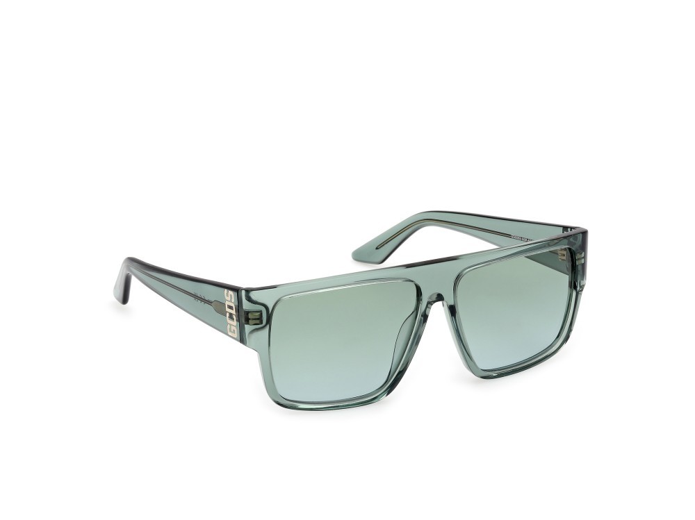 Occhiali da sole GCDS GD0063 (93P) colore verde chiaro lucido forma geometrico lenti verde sfumato