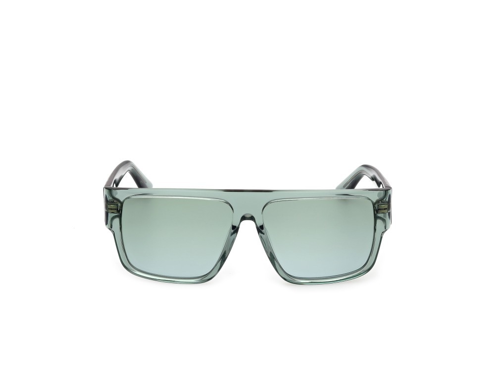 Occhiali da sole GCDS GD0063 (93P) colore verde chiaro lucido forma geometrico lenti verde sfumato