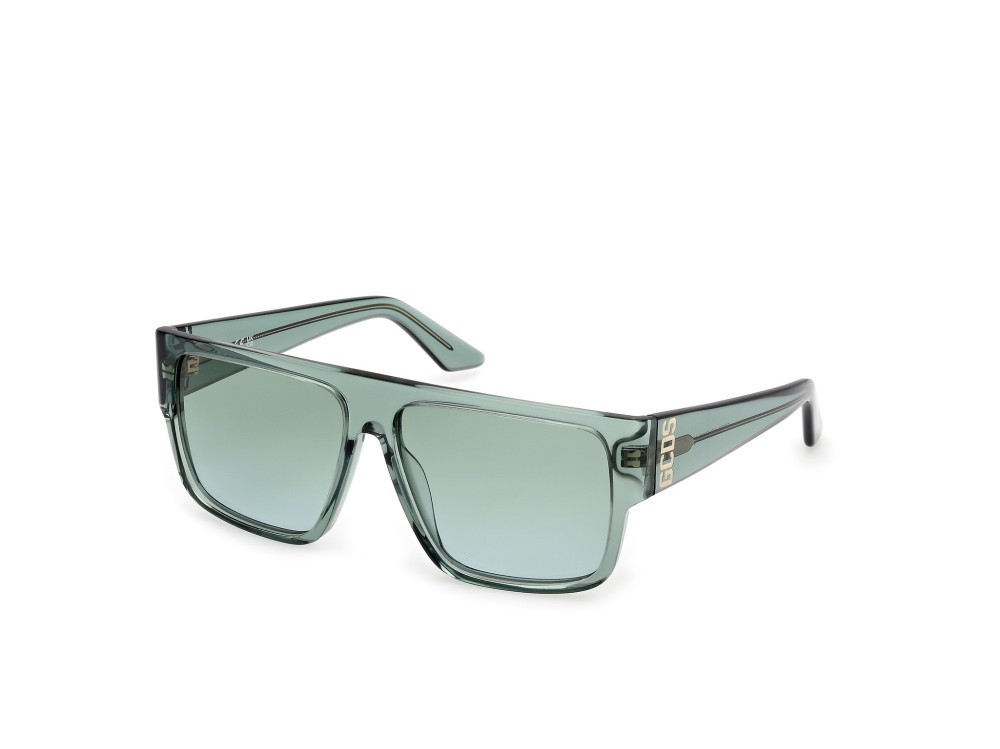 Occhiali da sole GCDS GD0063 (93P) colore verde chiaro lucido forma geometrico lenti verde sfumato
