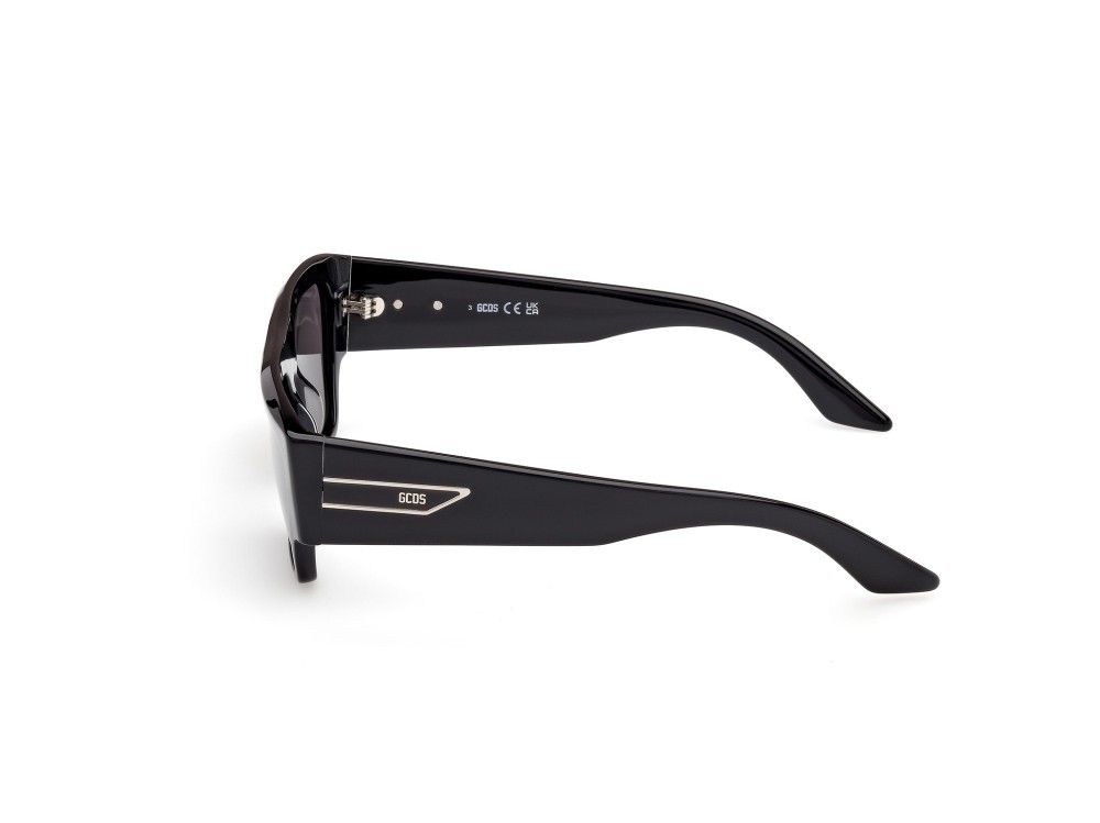 Sunglasses GCDS GD0064 (01A) color nero lucido shape geometric lenses bordeaux sfumato