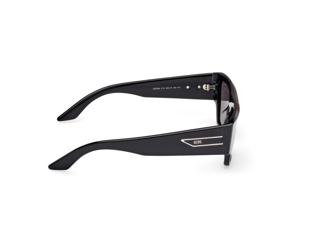 Sunglasses GCDS GD0064 (01A) color nero lucido shape geometric lenses bordeaux sfumato