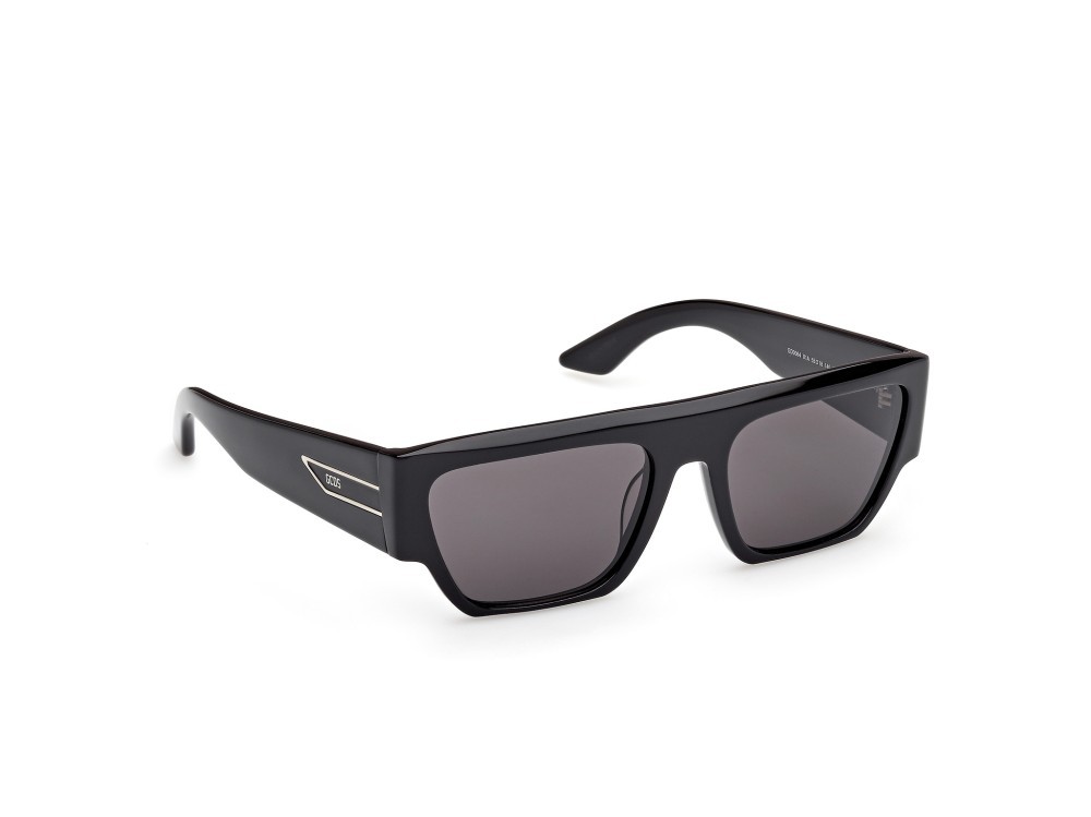 Sunglasses GCDS GD0064 (01A) color nero lucido shape geometric lenses bordeaux sfumato