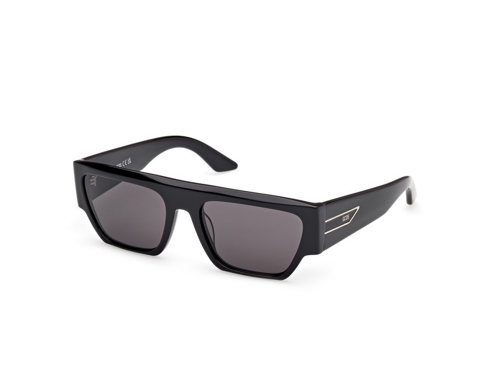 Sunglasses GCDS GD0064 (01A) color nero lucido shape geometric lenses bordeaux sfumato