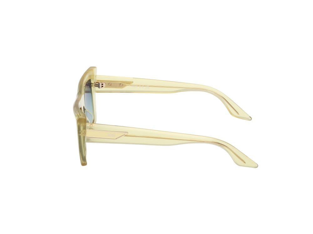 Sunglasses GCDS GD0065 (39P) color giallo chiaro lucido shape cat eye lenses verde sfumato