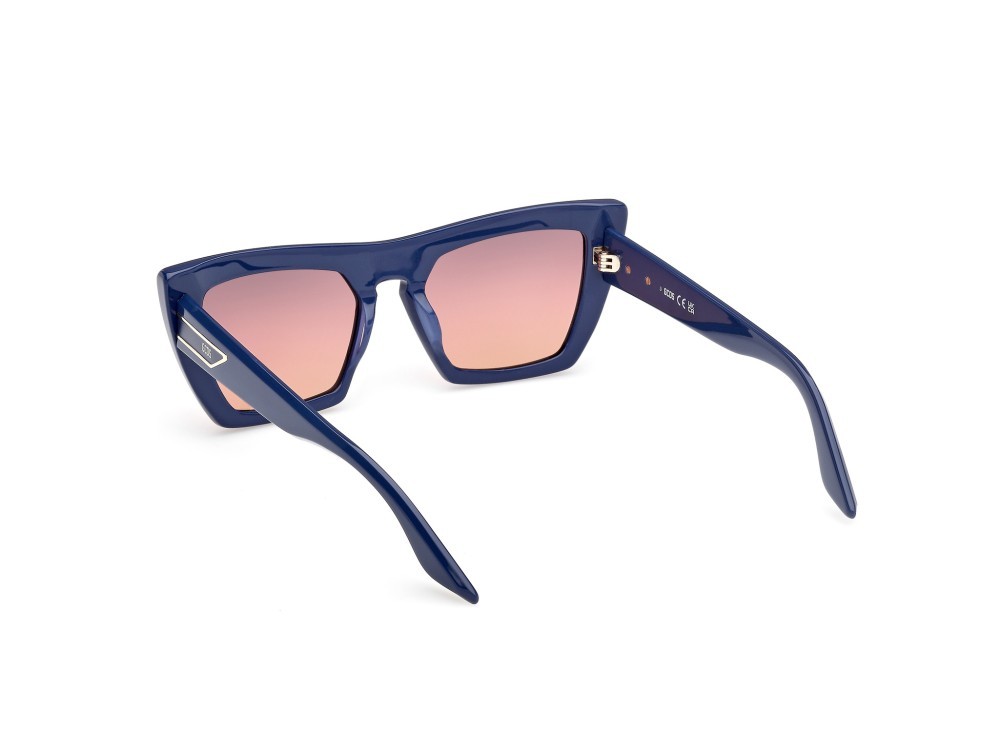 Sunglasses GCDS GD0065 (90K) color blu lucido shape cat eye lenses roviex sfumato