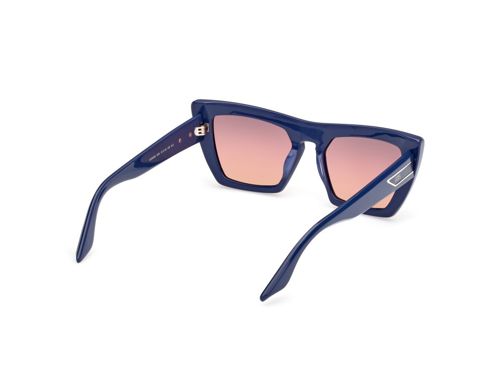 Sunglasses GCDS GD0065 (90K) color blu lucido shape cat eye lenses roviex sfumato