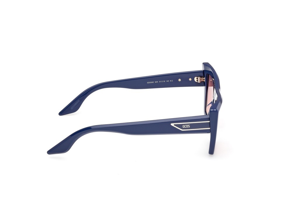 Sunglasses GCDS GD0065 (90K) color blu lucido shape cat eye lenses roviex sfumato