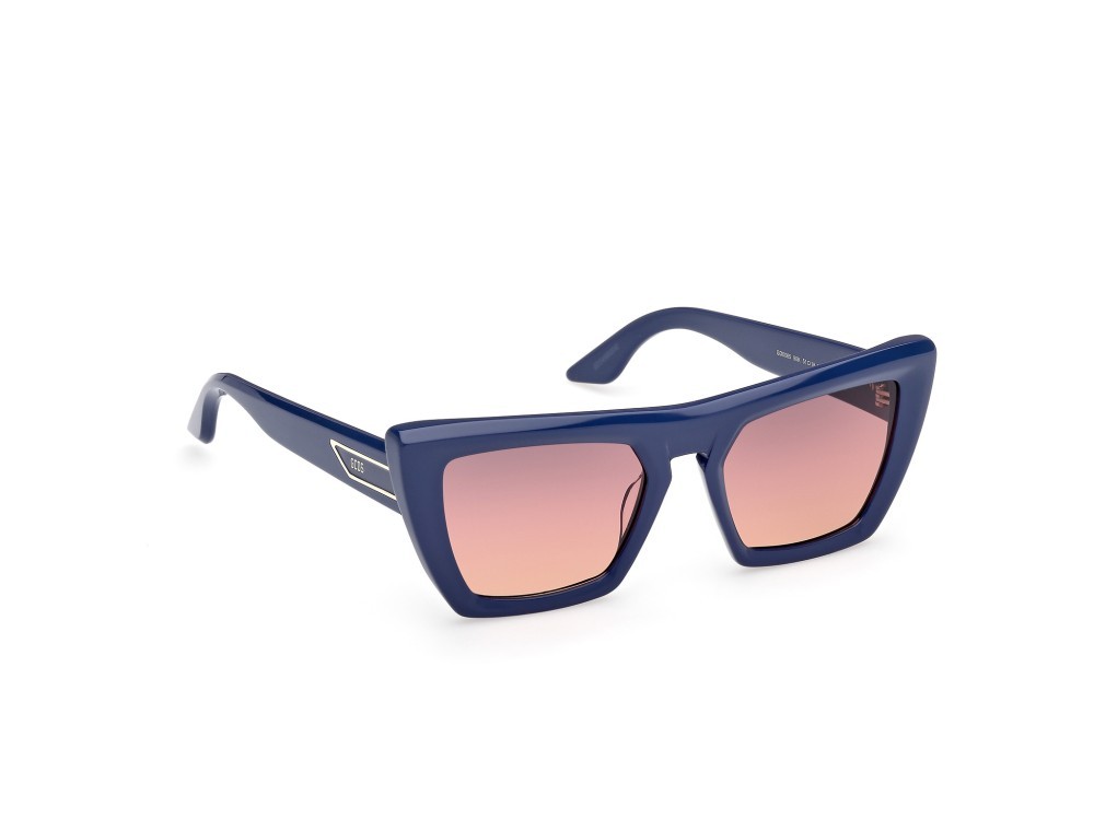 Sunglasses GCDS GD0065 (90K) color blu lucido shape cat eye lenses roviex sfumato