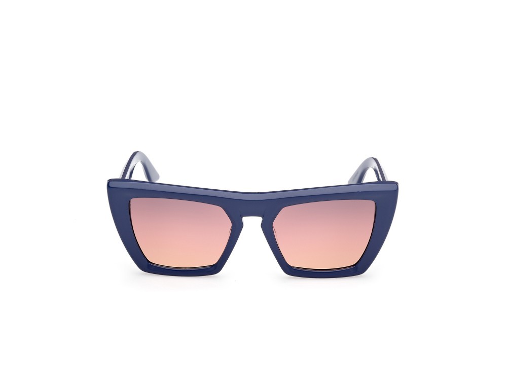 Sunglasses GCDS GD0065 (90K) color blu lucido shape cat eye lenses roviex sfumato
