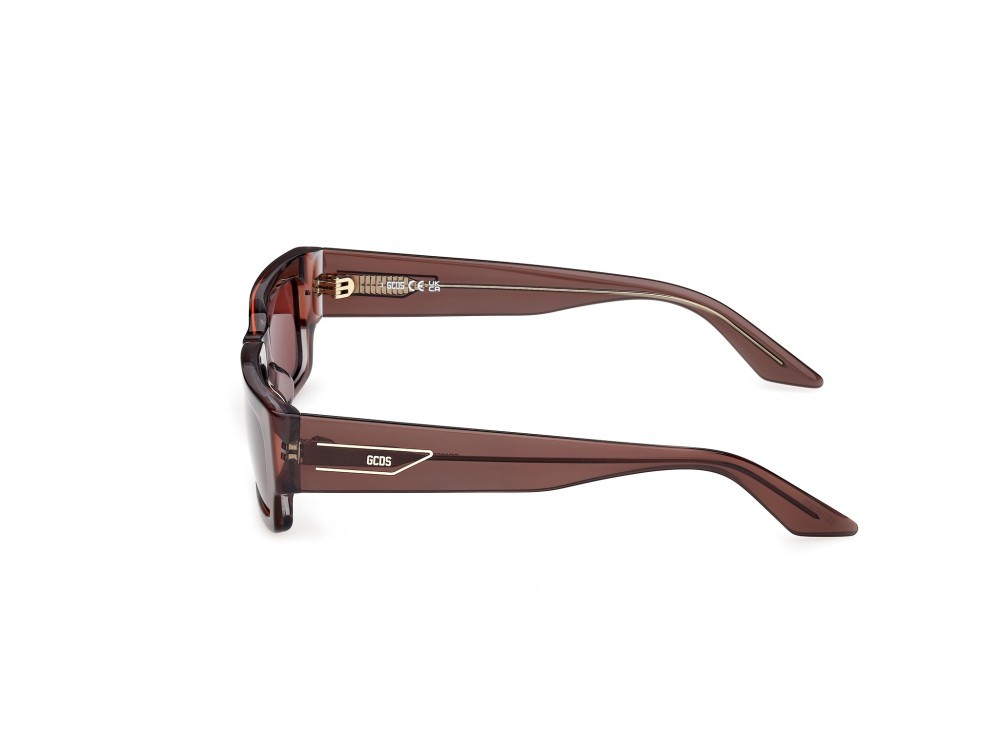 Occhiali da sole GCDS GD0068 (50S) colore marrone scuro lucido forma rettangolare lenti bordeaux