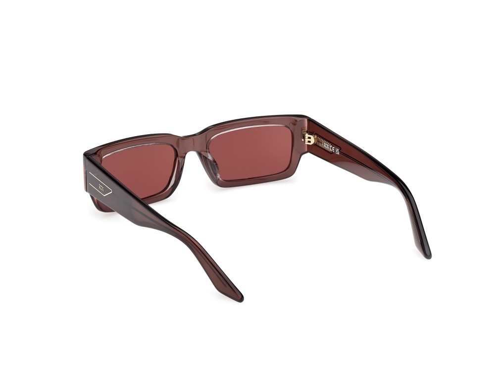 Occhiali da sole GCDS GD0068 (50S) colore marrone scuro lucido forma rettangolare lenti bordeaux