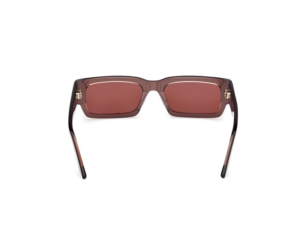 Occhiali da sole GCDS GD0068 (50S) colore marrone scuro lucido forma rettangolare lenti bordeaux