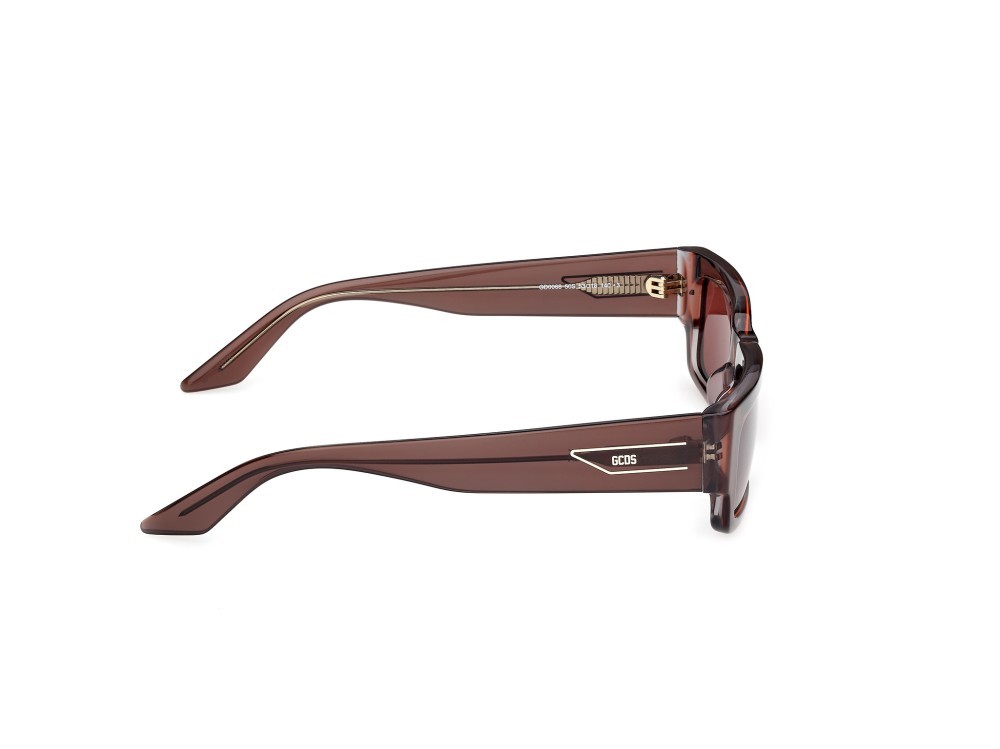 Occhiali da sole GCDS GD0068 (50S) colore marrone scuro lucido forma rettangolare lenti bordeaux