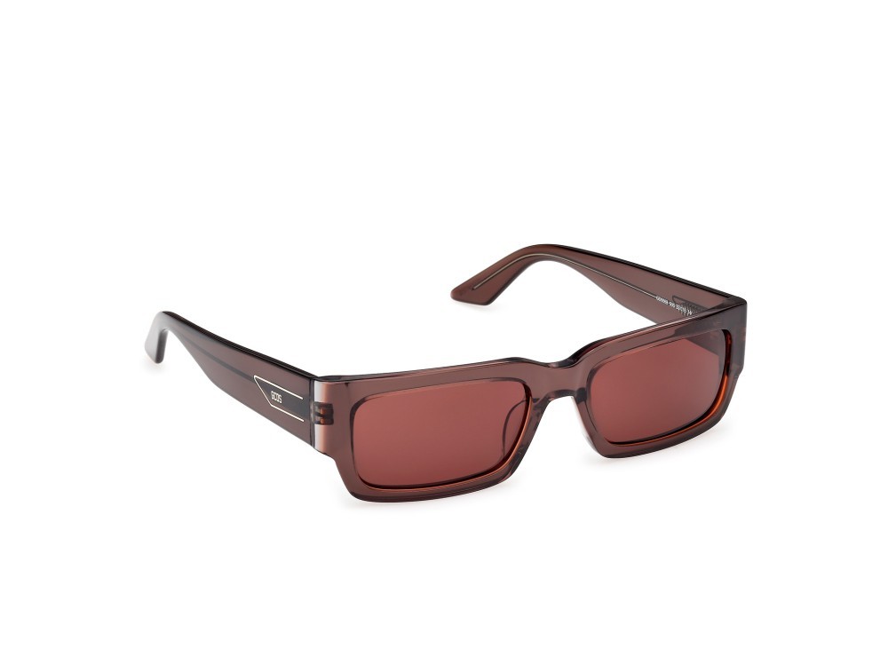 Occhiali da sole GCDS GD0068 (50S) colore marrone scuro lucido forma rettangolare lenti bordeaux