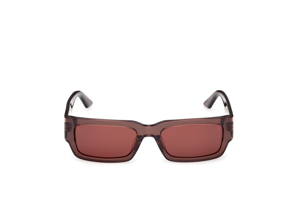 Occhiali da sole GCDS GD0068 (50S) colore marrone scuro lucido forma rettangolare lenti bordeaux
