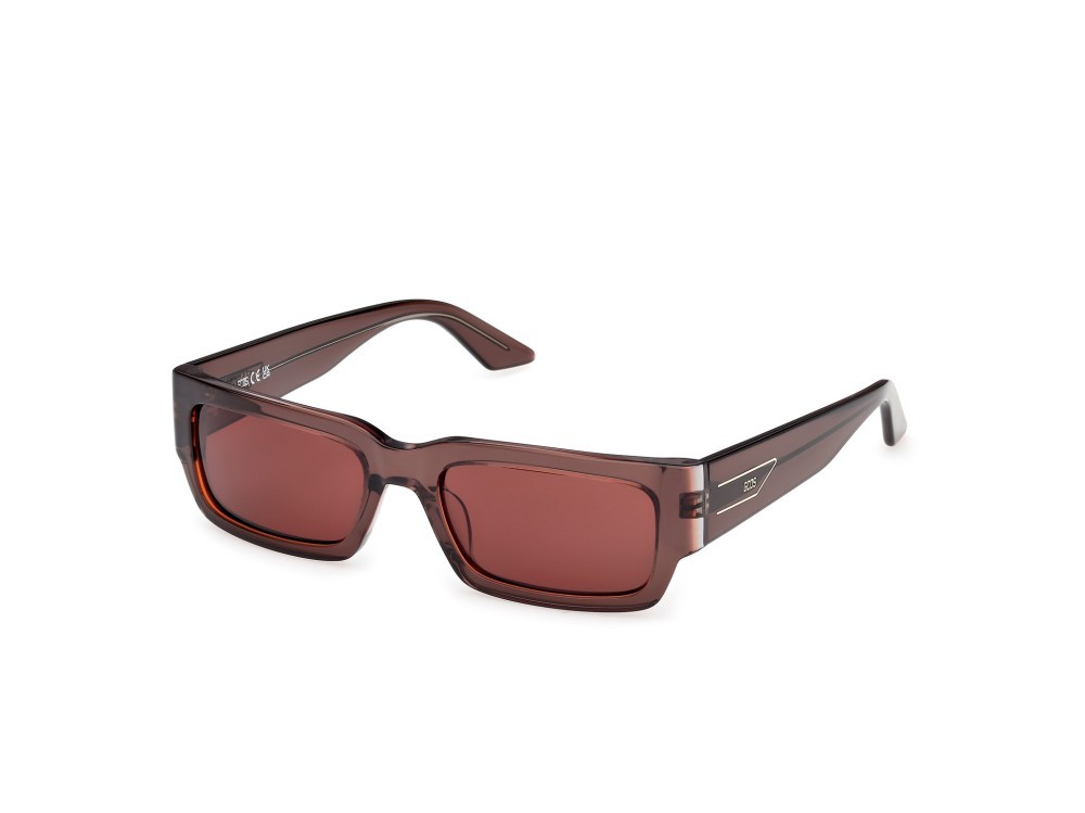 Occhiali da sole GCDS GD0068 (50S) colore marrone scuro lucido forma rettangolare lenti bordeaux