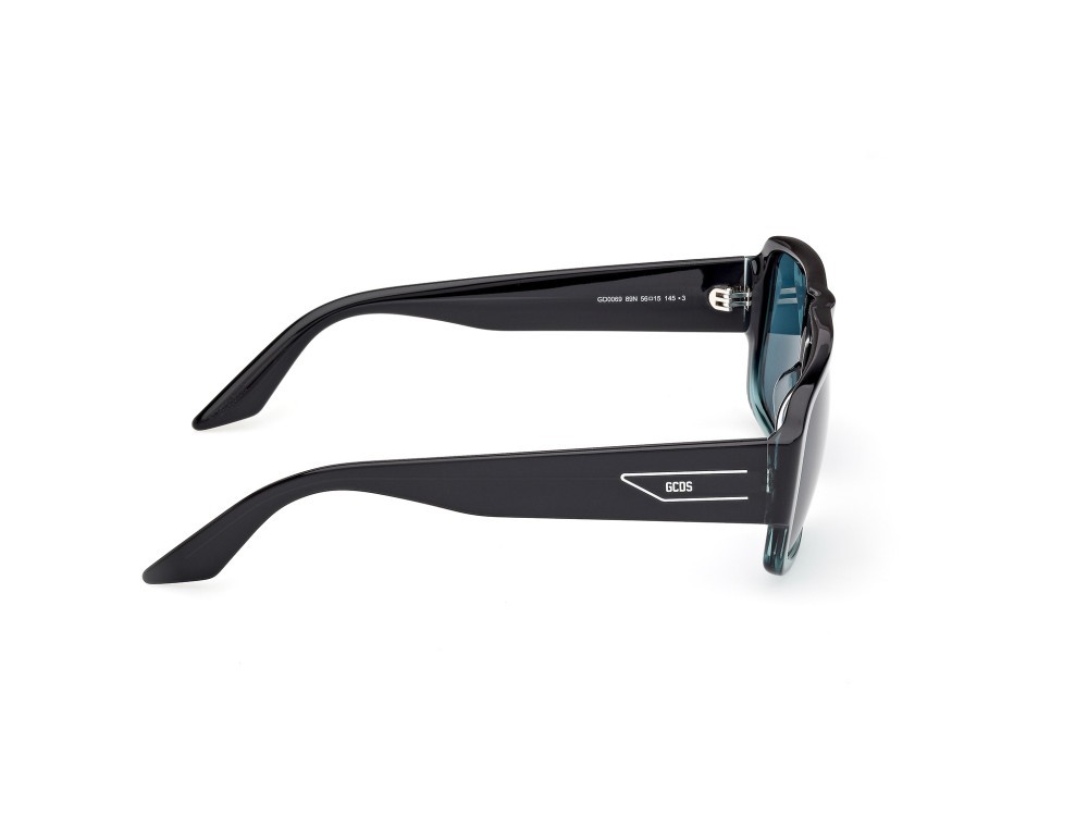 Sunglasses GCDS GD0069 (89N) color turchese /sfumato / grigio lucido shape navigator lenses verde
