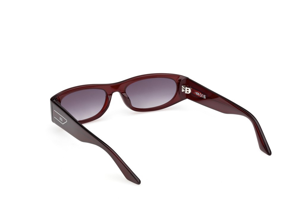 Sunglasses GCDS GD0070 (69B) color bordeaux lucido shape oval lenses fumo grad.