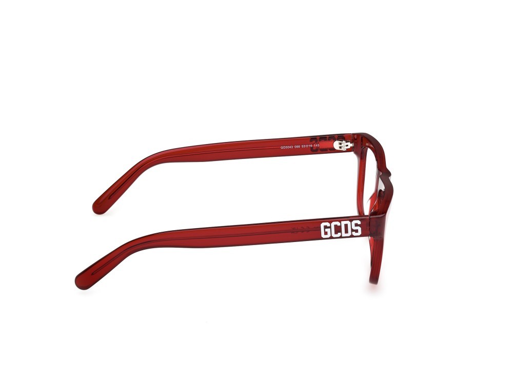 Eyeglasses GCDS GD5043 (066) color rosso scuro lucido shape rectangle 