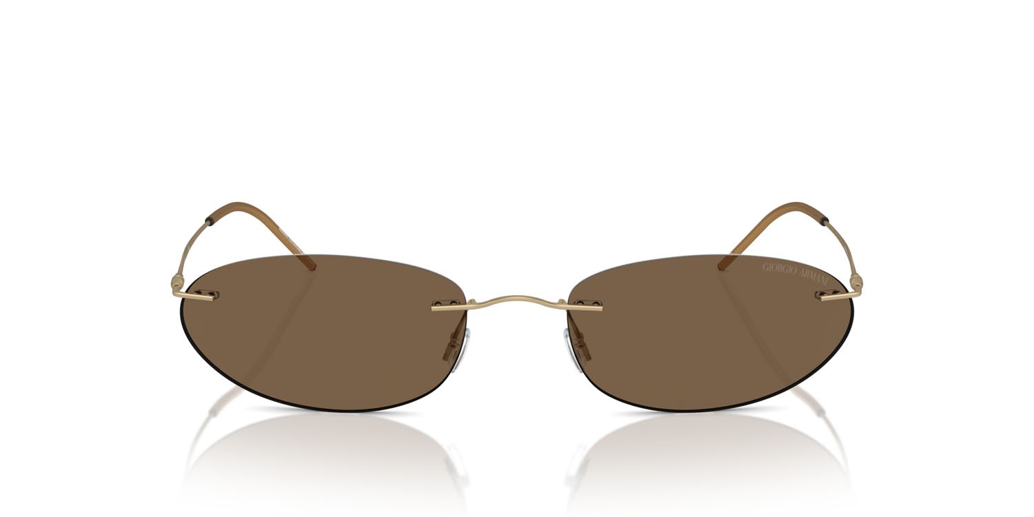 Sunglasses Giorgio Armani AR 1508M (300273) color oro pallido opaco shape oval lenses marrone scuro