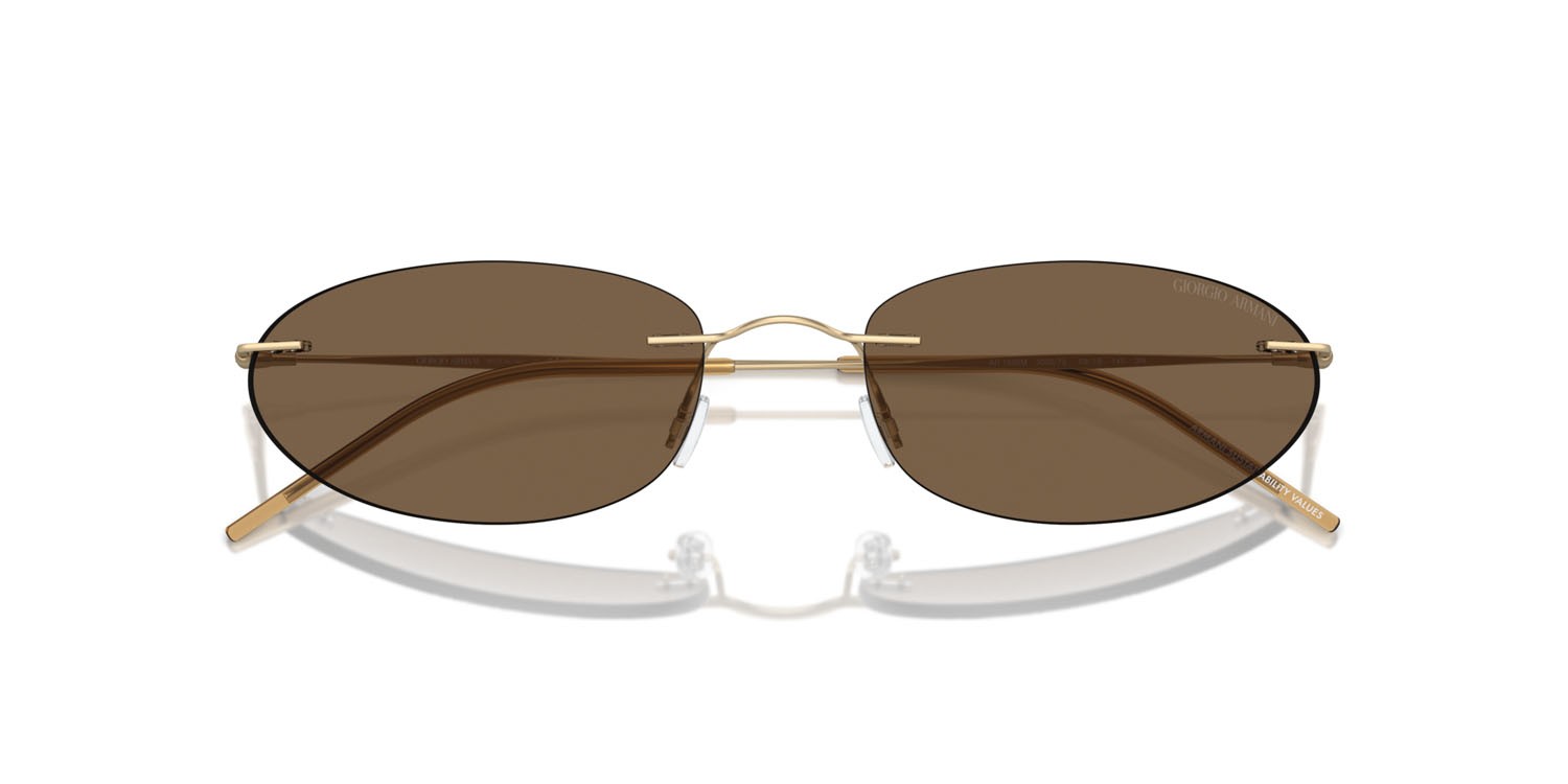 Sunglasses Giorgio Armani AR 1508M (300273) color oro pallido opaco shape oval lenses marrone scuro