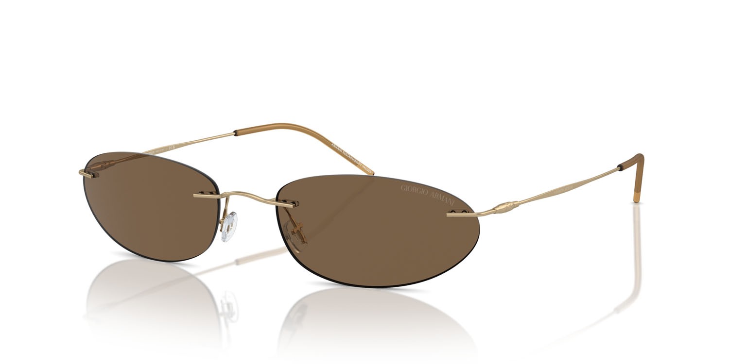 Sunglasses Giorgio Armani AR 1508M (300273) color oro pallido opaco shape oval lenses marrone scuro