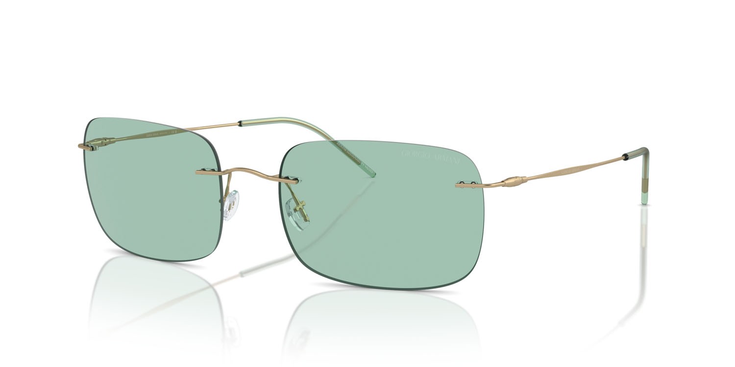 Occhiali da sole Giorgio Armani AR 1512M (30022A) colore oro pallido opaco forma quadrato lenti verde