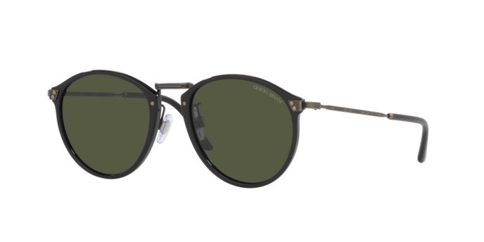 Occhiali da sole Giorgio Armani AR 318SM (500131) colore black forma pantos lenti green