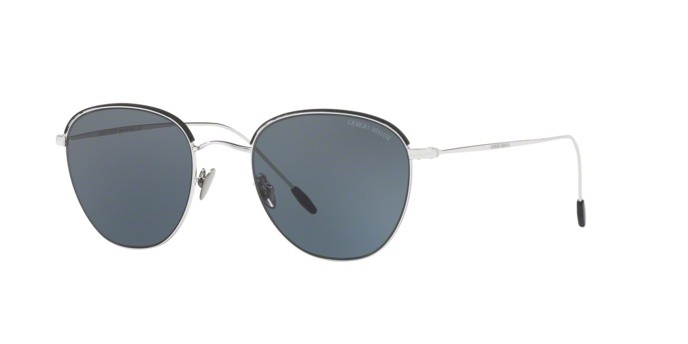 Occhiali da sole Giorgio Armani AR 6048 (301587) colore silver/matte black forma quadrato lenti grey