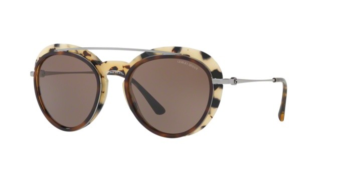 Sonnenbrillen Giorgio Armani AR 6055 (301073) farbe gunmetal/top havana-cube form oval gläser brown