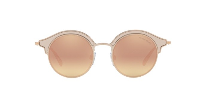 Sonnenbrillen Giorgio Armani AR 6071 (30114Z) farbe turtledove/bronze form rund gläser grey mirror rose gold