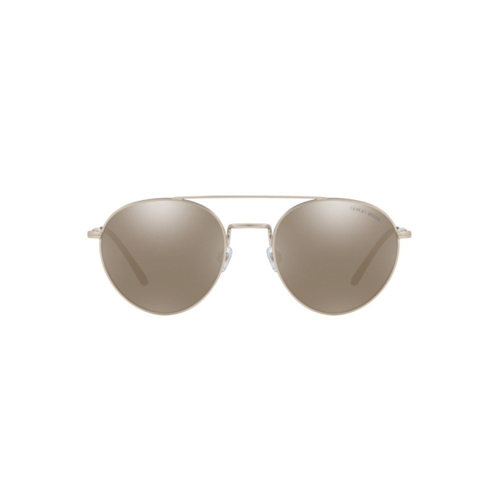 Sunglasses Giorgio Armani AR 6075 (30455A) color matte silver shape round lenses light brown mirror dark gold