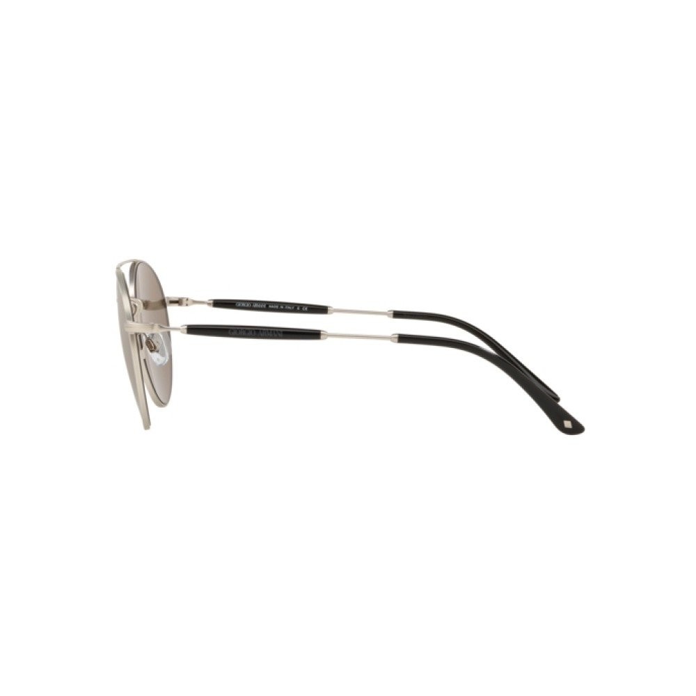 Sunglasses Giorgio Armani AR 6075 (30455A) color matte silver shape round lenses light brown mirror dark gold