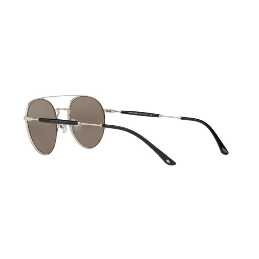 Sunglasses Giorgio Armani AR 6075 (30455A) color matte silver shape round lenses light brown mirror dark gold