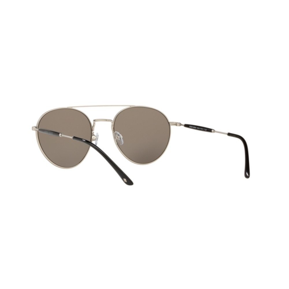 Sunglasses Giorgio Armani AR 6075 (30455A) color matte silver shape round lenses light brown mirror dark gold