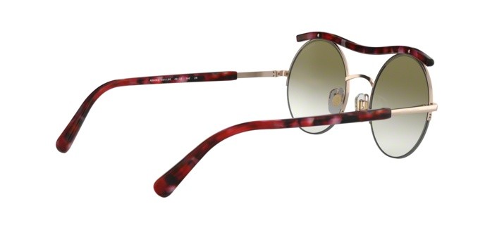 Sunglasses Giorgio Armani AR 6082 (30118E) color rose gold shape round lenses green gradient