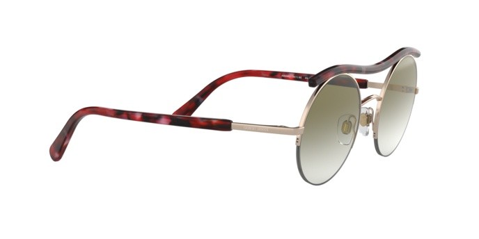 Sunglasses Giorgio Armani AR 6082 (30118E) color rose gold shape round lenses green gradient