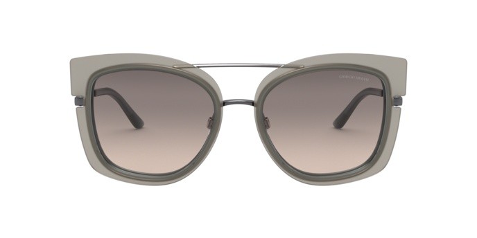 Sonnenbrillen Giorgio Armani AR 6090 (301013) farbe matte gunmetal/top beige azure form quadratisch gläser brown gradient