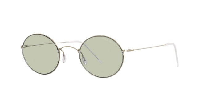 Occhiali da sole Giorgio Armani AR 6115T (3002/2) colore oro pallido forma ovale lenti verde chiaro