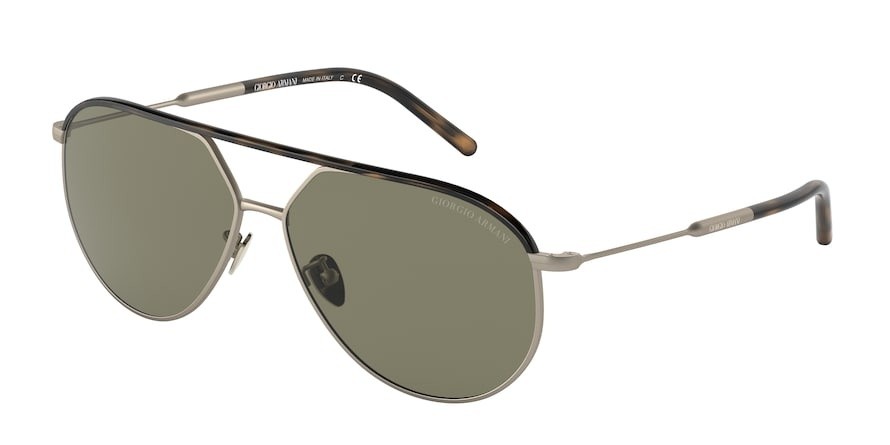 Occhiali da sole Giorgio Armani AR 6120J (30022A) colore matte pale gold/havana forma aviator lenti green