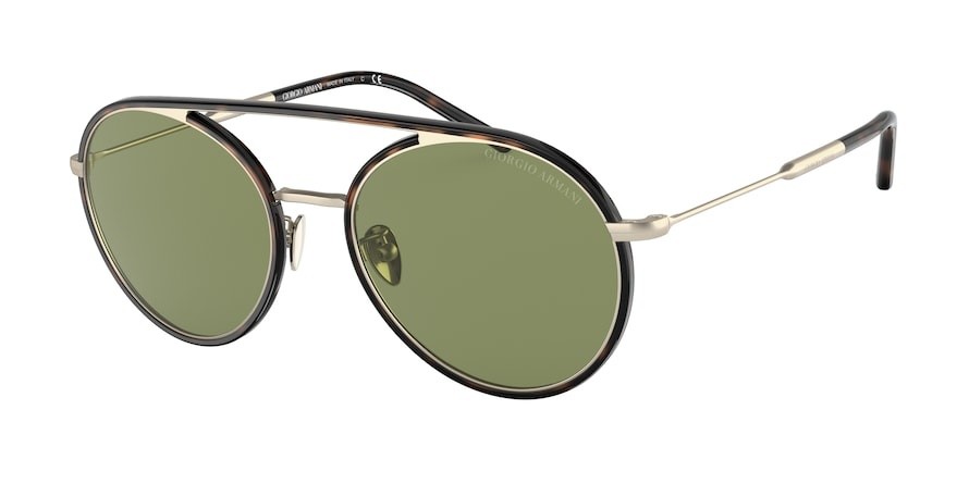 Sonnenbrillen Giorgio Armani AR 6121J (30022A) farbe matte pale gold/havana form rund gläser green