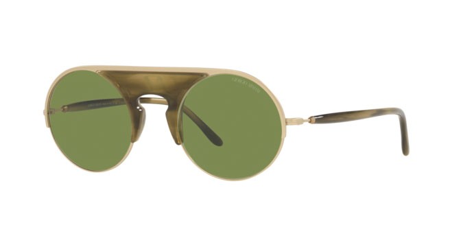 Sonnenbrillen Giorgio Armani AR 6128 (30024E) farbe matte pale gold form rund gläser green